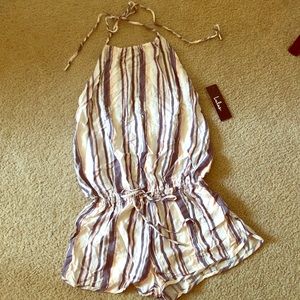 Lulus Striped Halter Romper XS